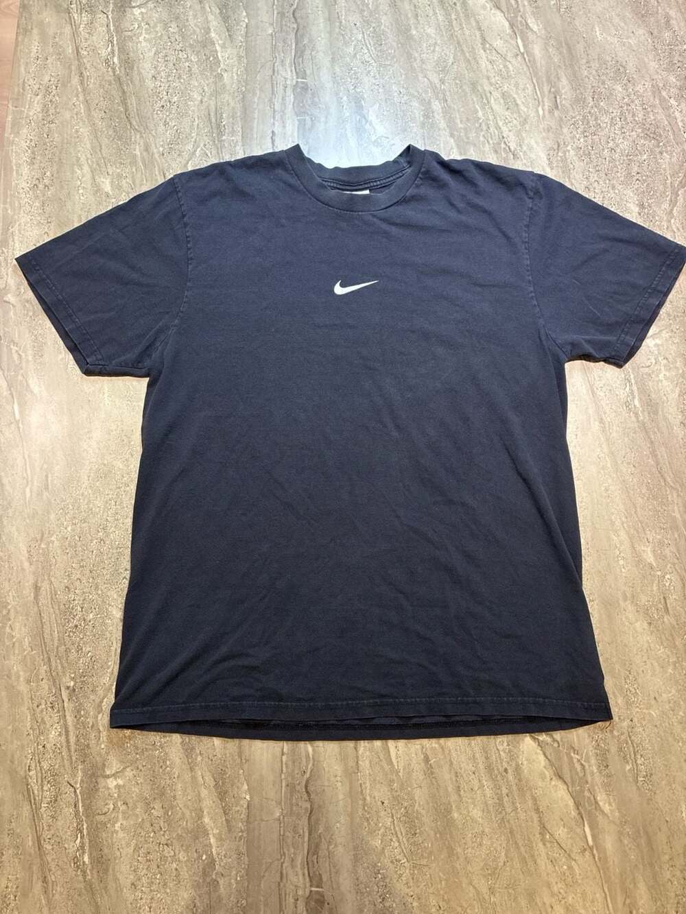 Vintage 90s Nike Center Swoosh Tee Made In Canada Faded Black Large